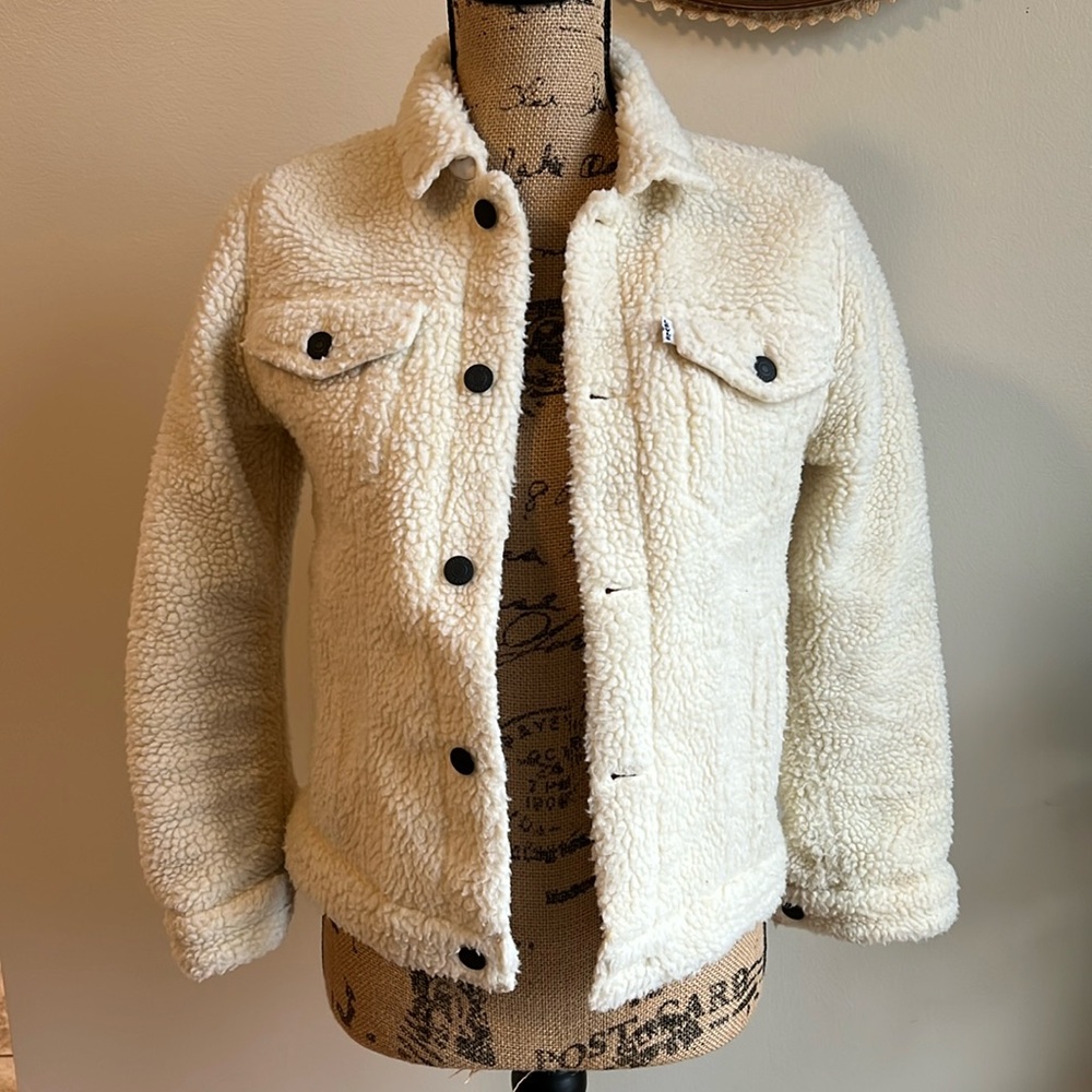 Kids Levi’s Sherpa Trucker Jacket Cream Girls Boys